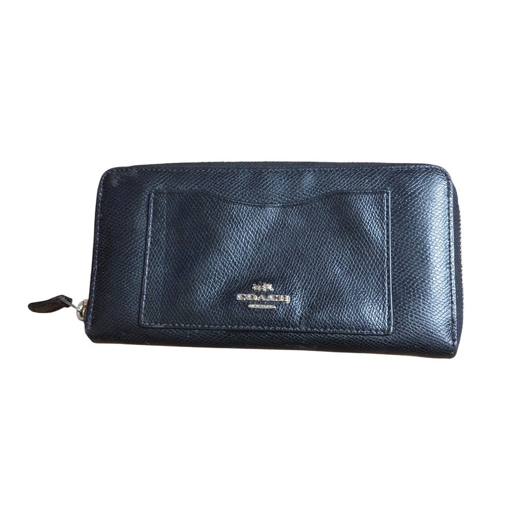 Coach Accordion Zip Wallet F54007 Crossgrain Leather Long Clutch Gold Hardware